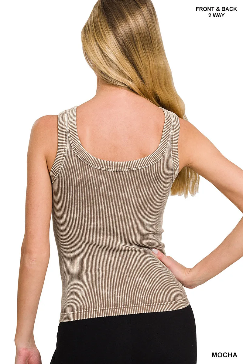 Zenana Reversibles mineralgewaschenes Rippen-Tanktop NTW-6363