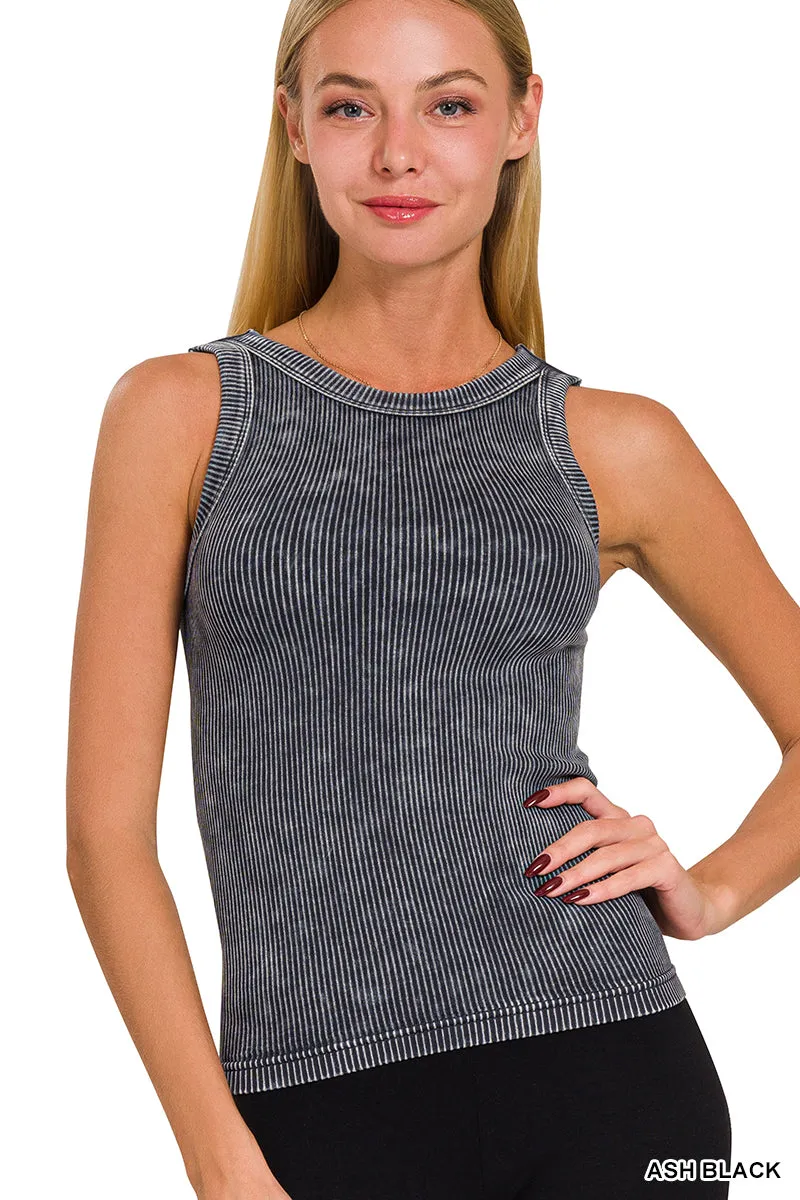 Zenana Reversibles mineralgewaschenes Rippen-Tanktop NTW-6363