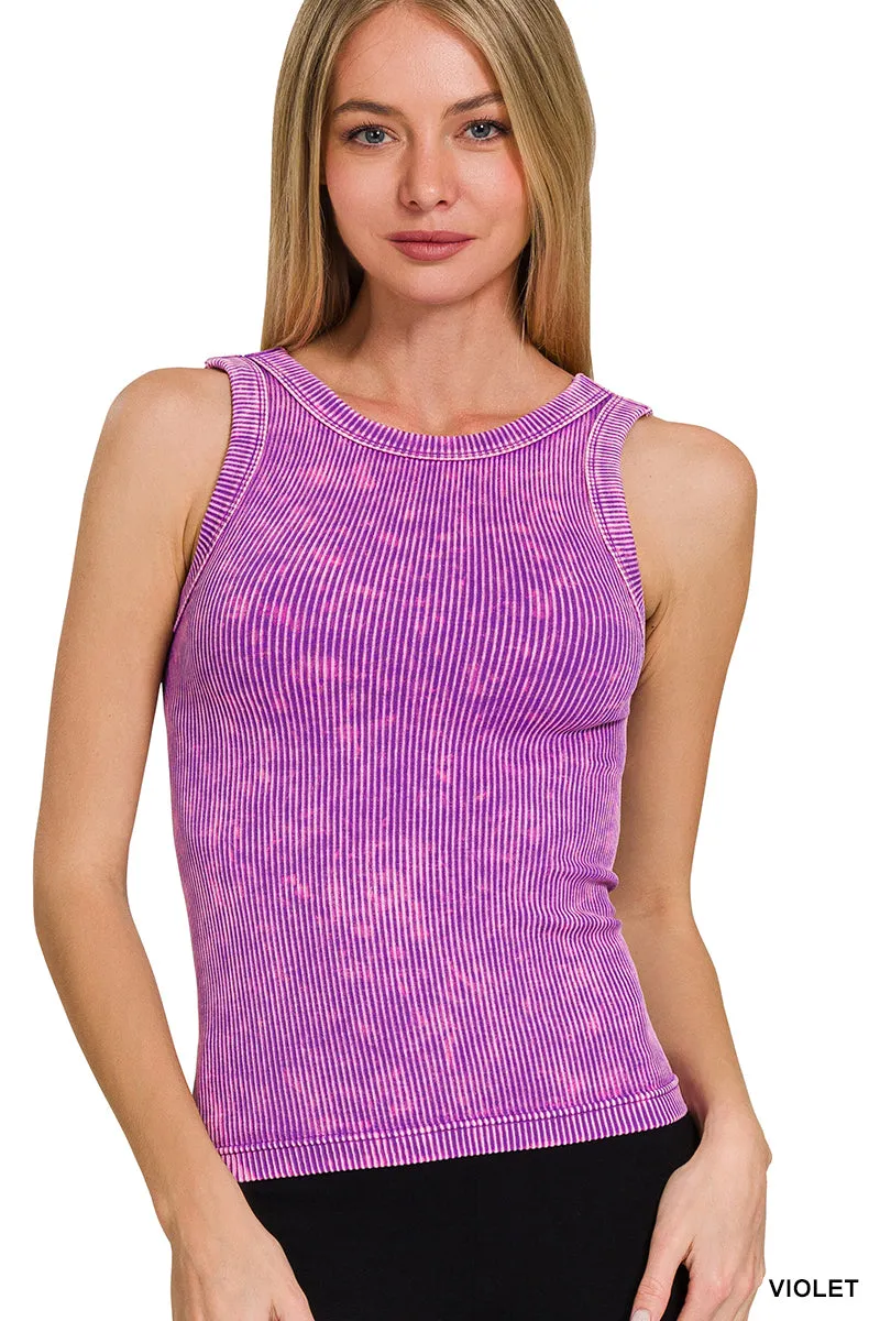 Zenana Reversibles mineralgewaschenes Rippen-Tanktop NTW-6363