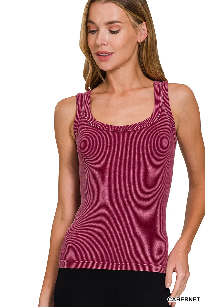 Zenana Reversibles mineralgewaschenes Rippen-Tanktop NTW-6363
