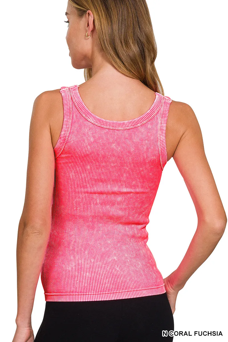 Zenana Reversibles mineralgewaschenes Rippen-Tanktop NTW-6363