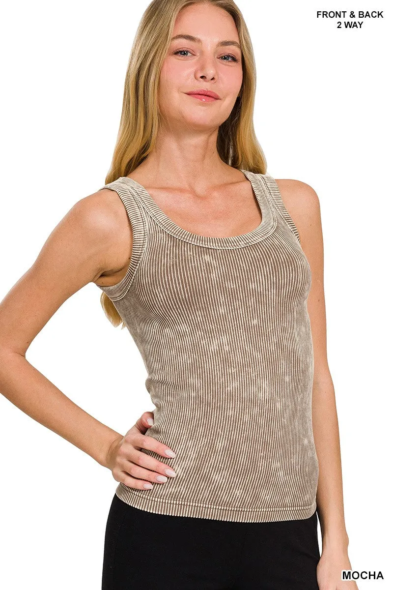 Zenana Reversibles mineralgewaschenes Rippen-Tanktop NTW-6363