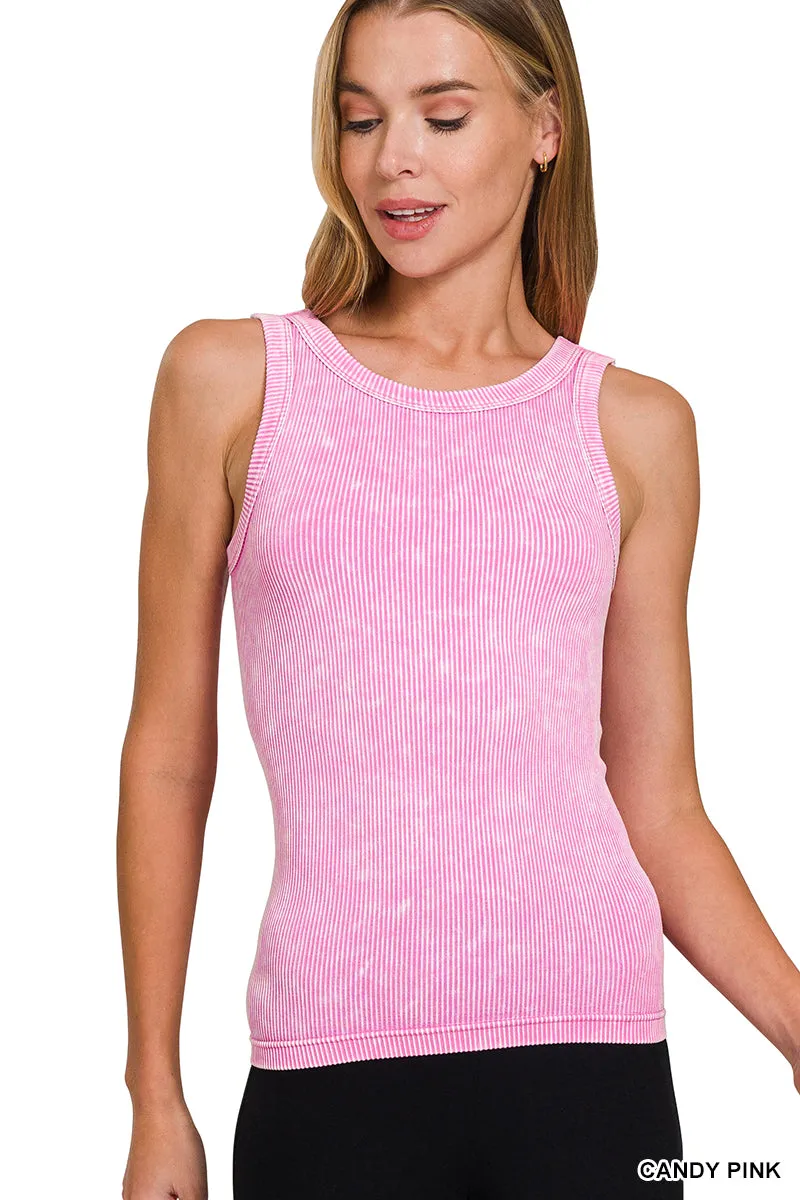 Zenana Reversibles mineralgewaschenes Rippen-Tanktop NTW-6363
