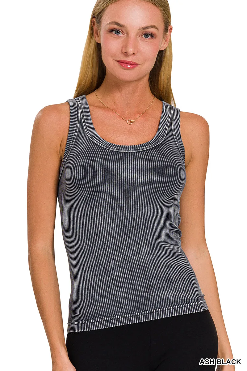 Zenana Reversibles mineralgewaschenes Rippen-Tanktop NTW-6363
