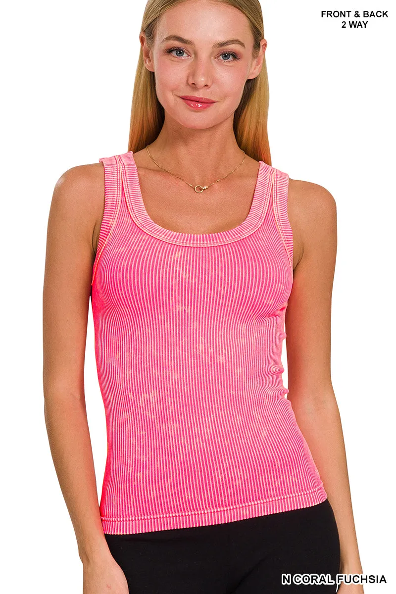 Zenana Reversibles mineralgewaschenes Rippen-Tanktop NTW-6363