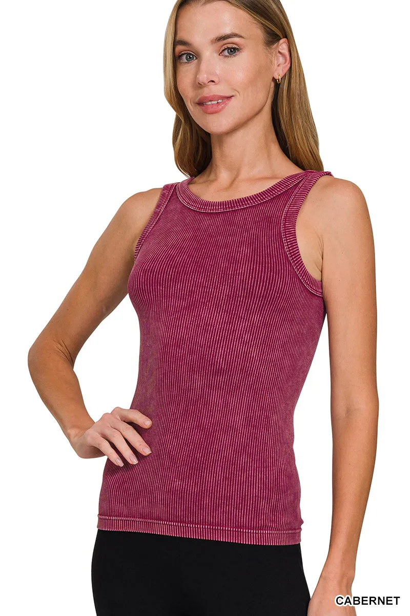Zenana Reversibles mineralgewaschenes Rippen-Tanktop NTW-6363