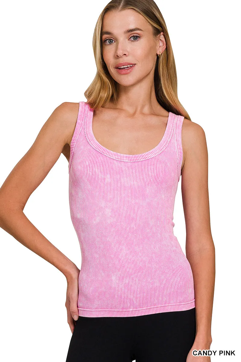 Zenana Reversibles mineralgewaschenes Rippen-Tanktop NTW-6363