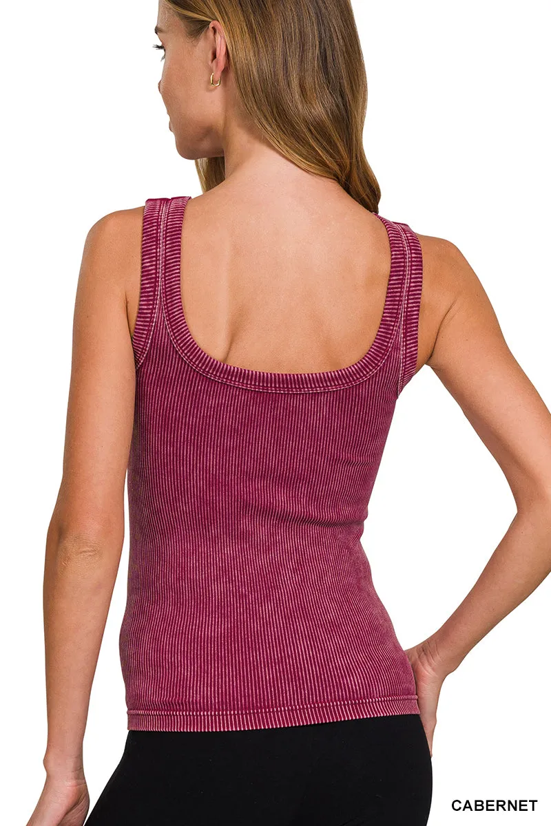 Zenana Reversibles mineralgewaschenes Rippen-Tanktop NTW-6363