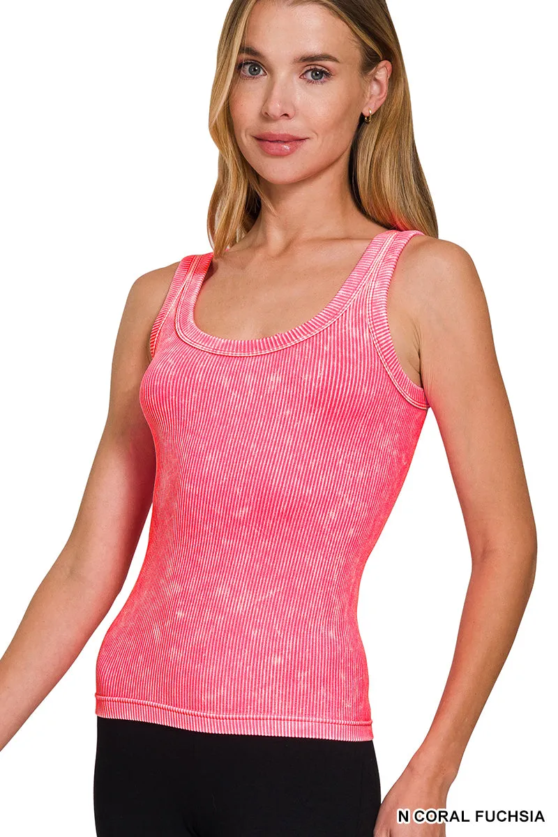 Zenana Reversibles mineralgewaschenes Rippen-Tanktop NTW-6363