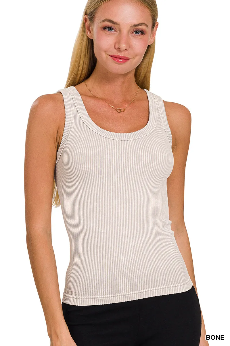 Zenana Reversibles mineralgewaschenes Rippen-Tanktop NTW-6363