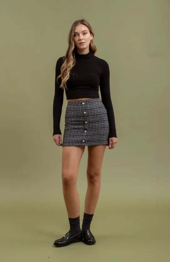 Zoe Knopfleinen Tweed-Minirock - Schlussverkauf 30% Rabatt im Warenkorb